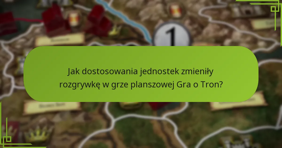 Jak dostosowania jednostek zmieniły rozgrywkę w grze planszowej Gra o Tron?