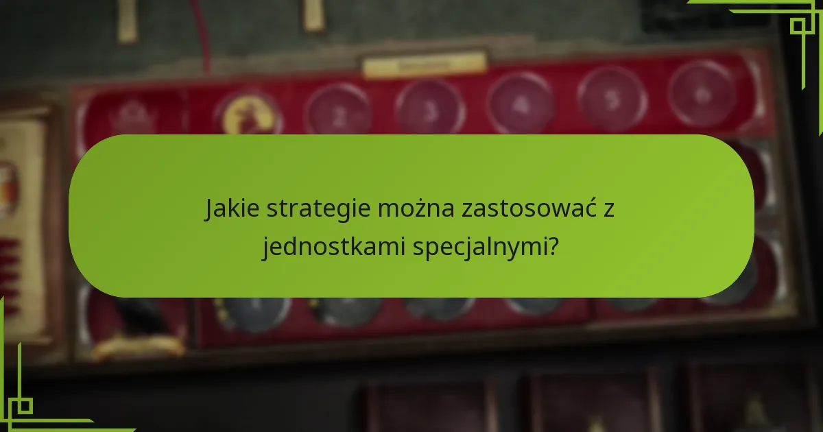 Jakie strategie można zastosować z jednostkami specjalnymi?